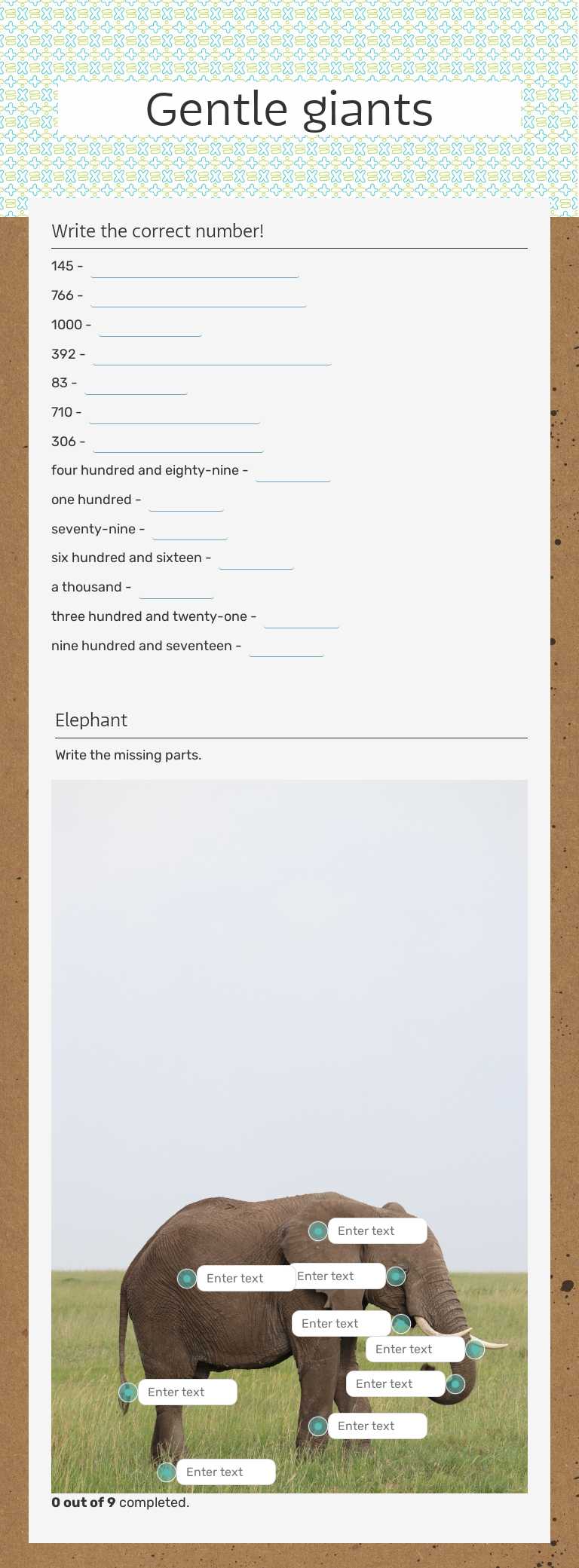Gentle giants worksheet preview image