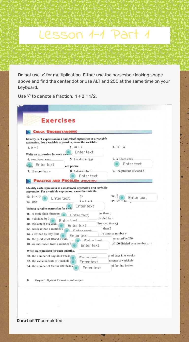Lesson 1-1 Part 1 Grade 7 worksheet preview