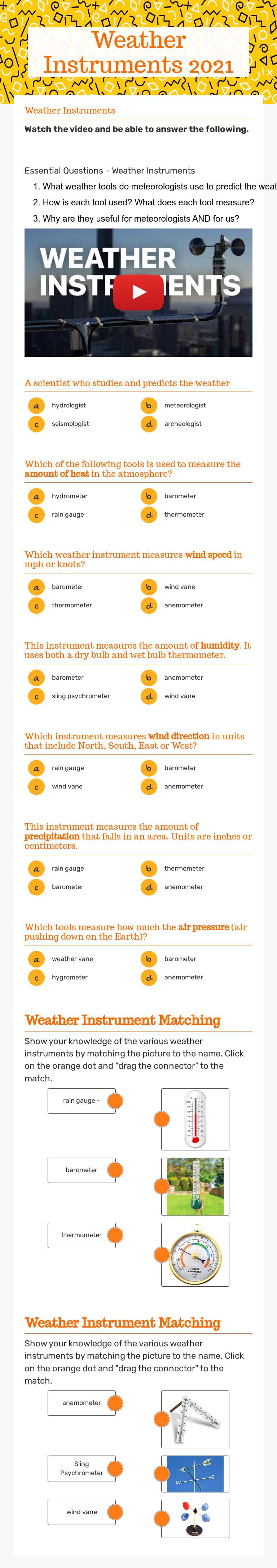 Weather Instruments 2022 worksheet preview image