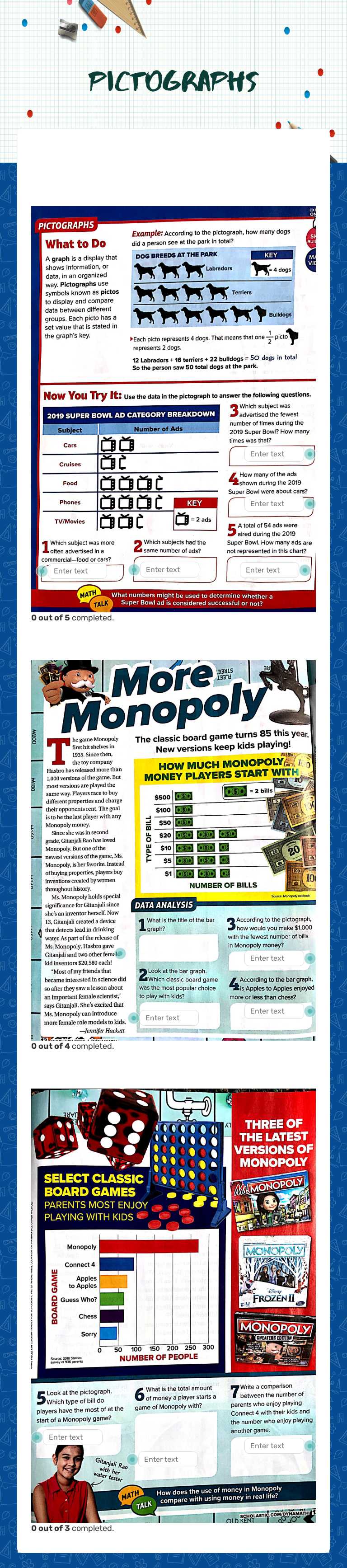 Pictographs worksheet preview image