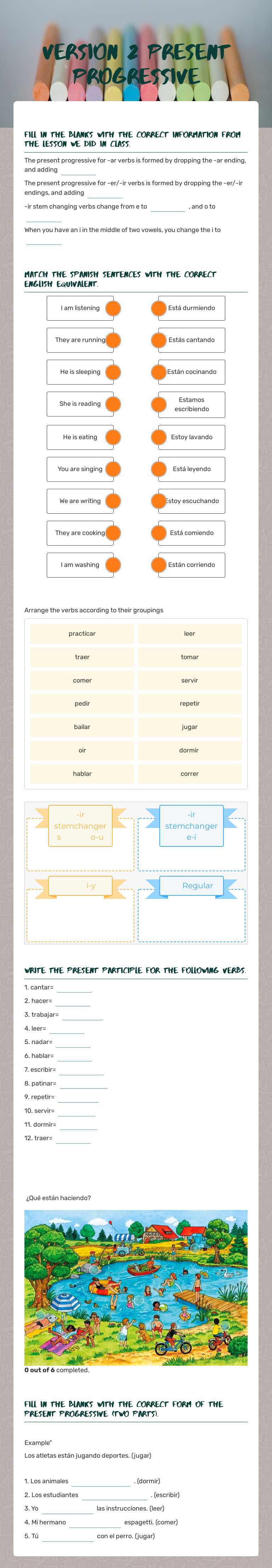 Version 2 Present Progressive Grade 11 worksheet preview