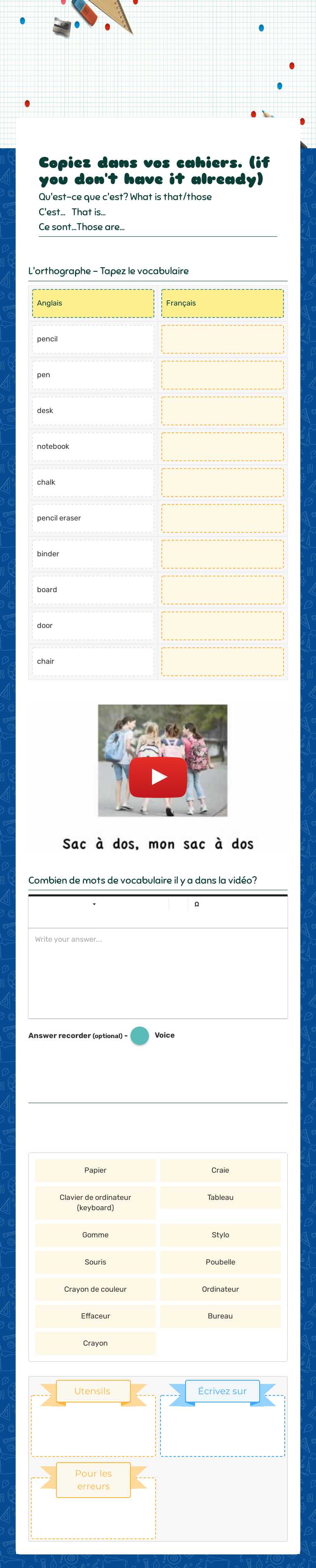 Révision
classe Grade 6 worksheet preview