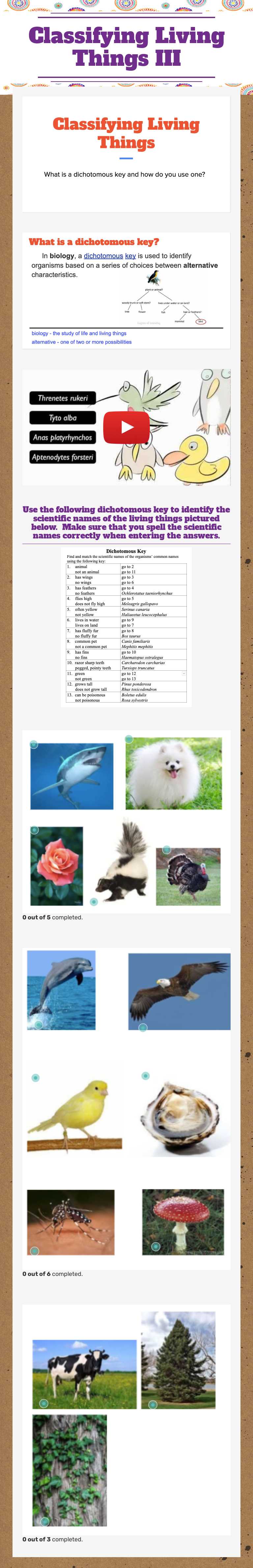 Classifying Living Things III worksheet preview image