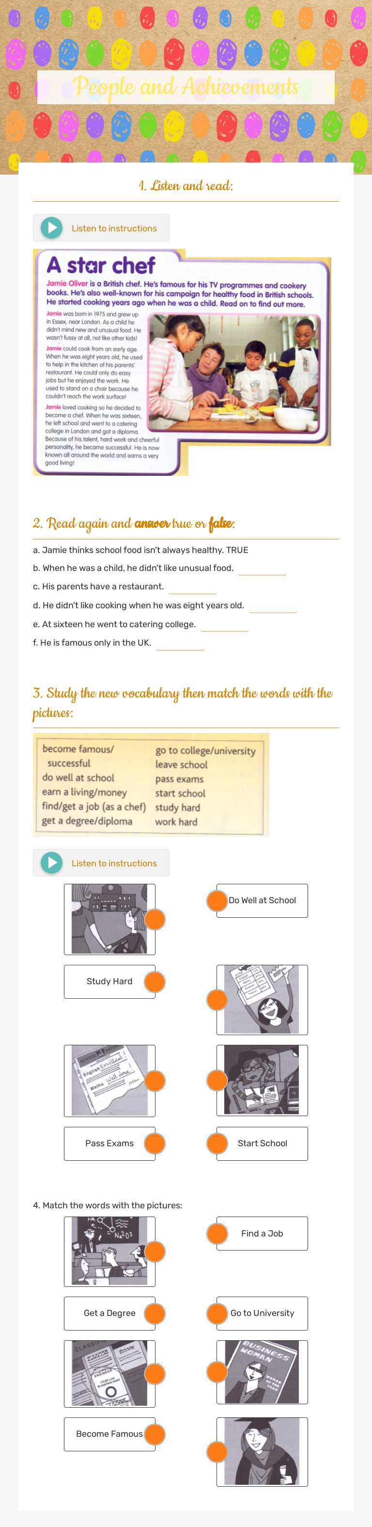 People and Achievements worksheet preview image