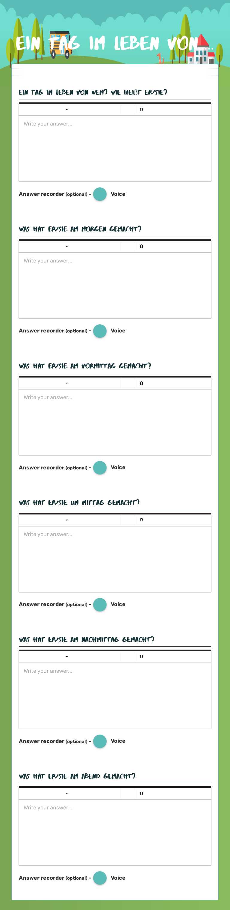 Ein Tag im Leben von..... worksheet preview image