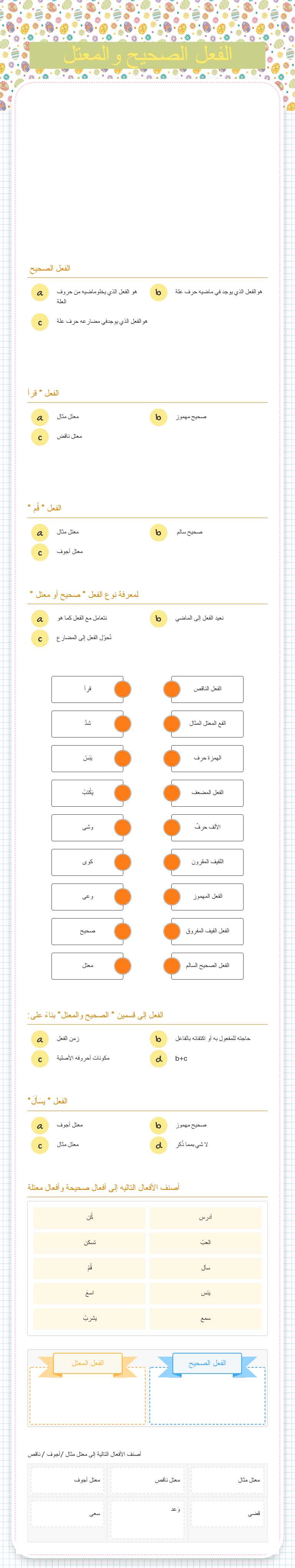 الفعل الصحيح والمعتل Grade 7 worksheet preview