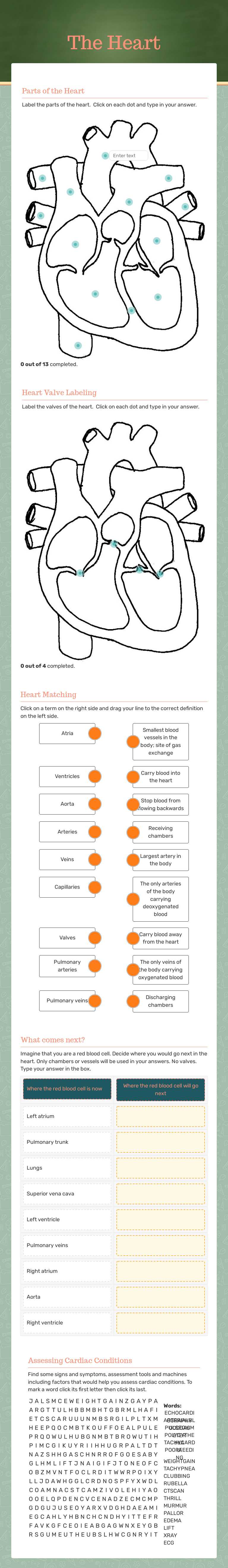 The Heart worksheet preview image