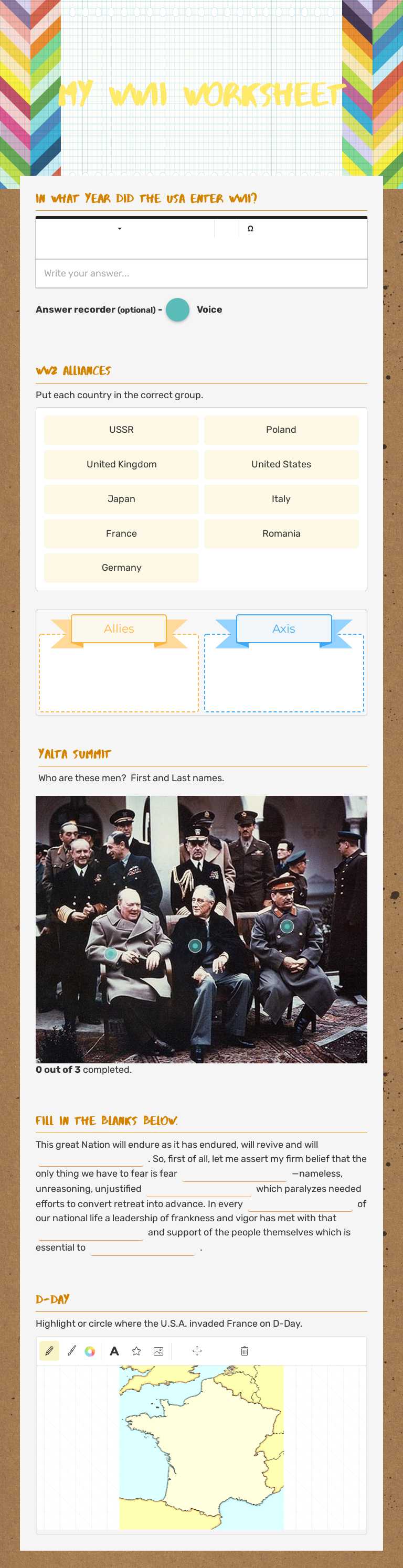 My WWII Worksheet worksheet preview image