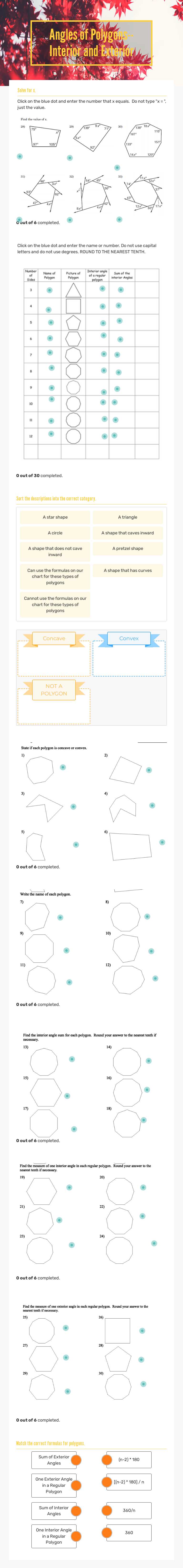 Angles of Polygons--Interior and Exterior worksheet preview image