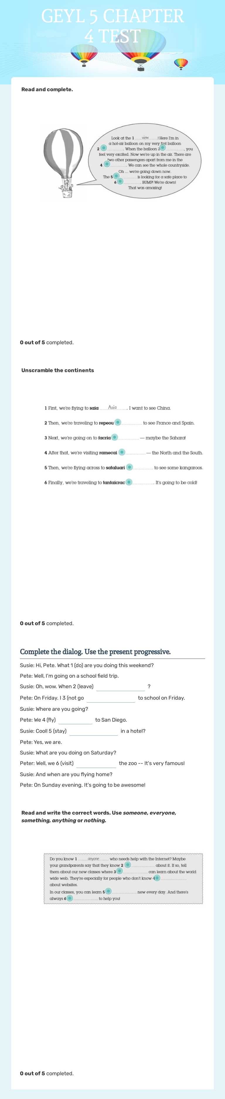 GEYL 5       CHAPTER 4 TEST worksheet preview image
