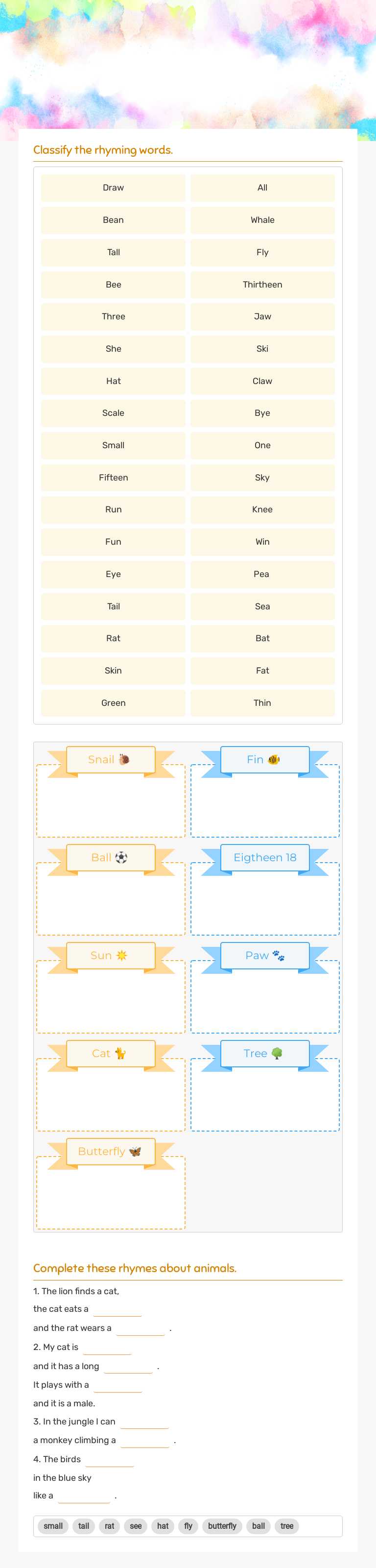 Let's rhyme! Grade 4 worksheet preview