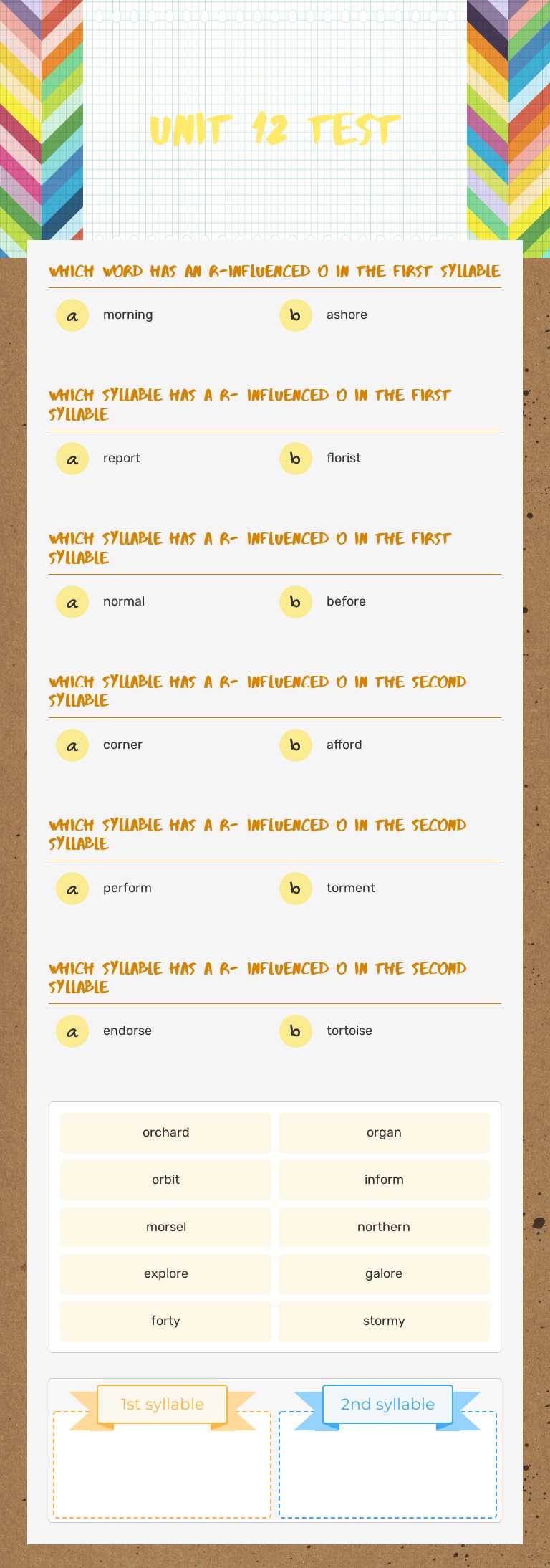 Unit 12 test worksheet preview image