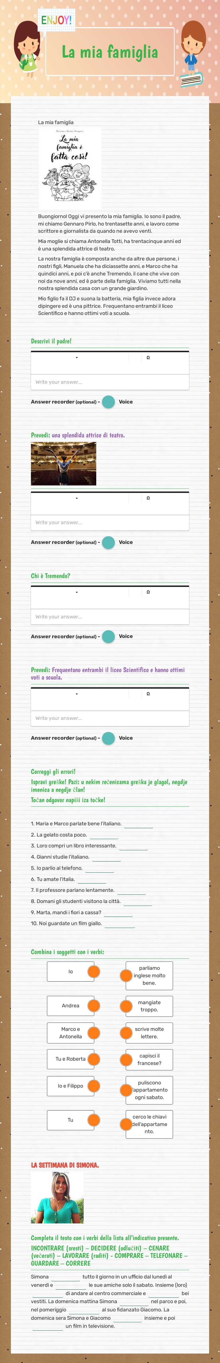 La mia famiglia worksheet preview image
