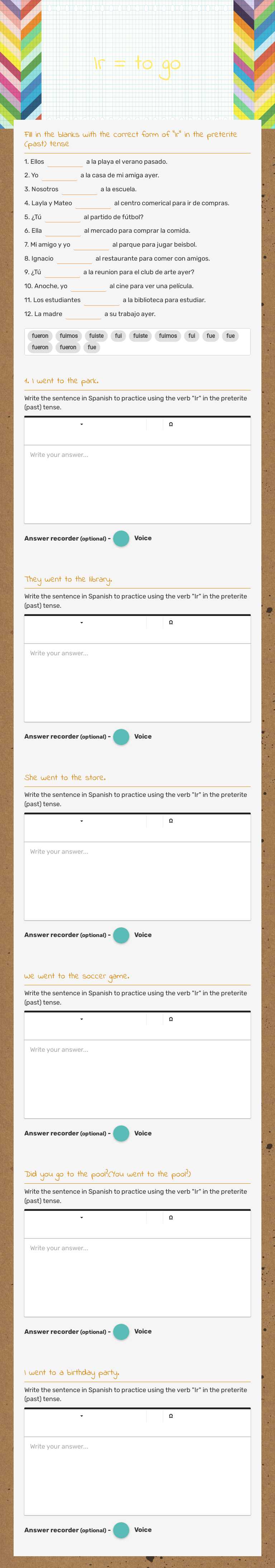 Ir = to go worksheet preview image