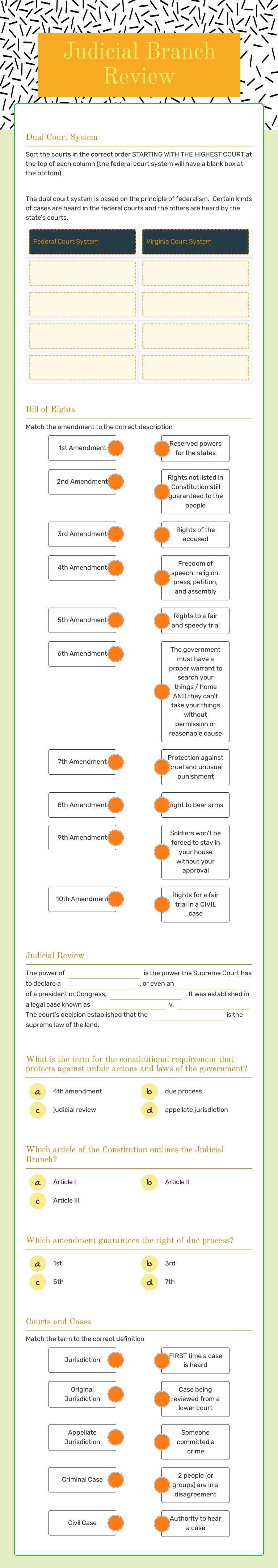 Judicial Branch Review worksheet preview image