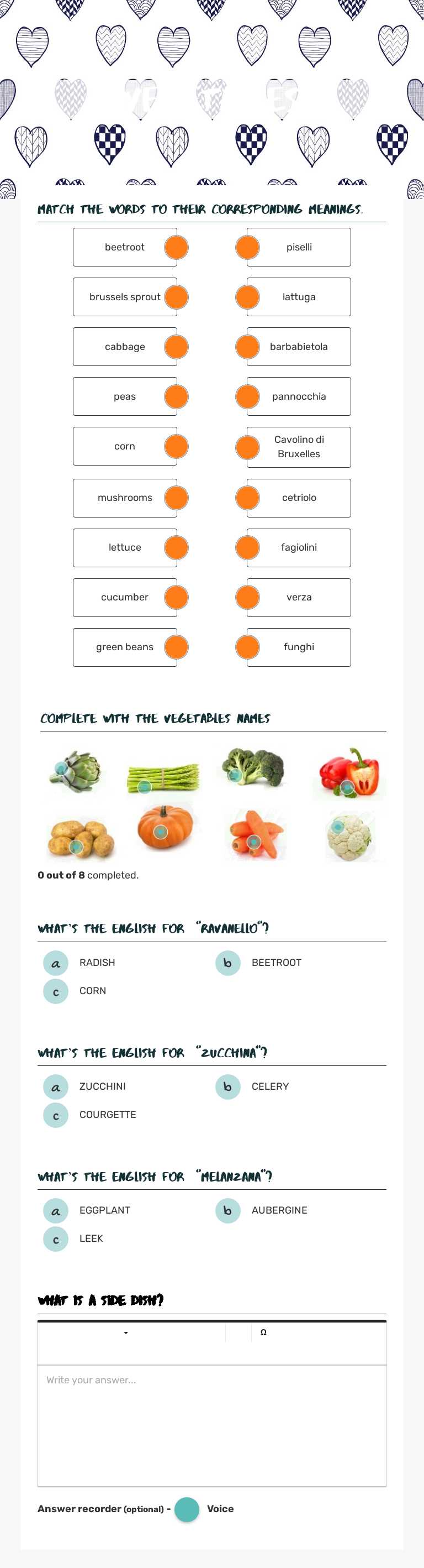 vegetables Preschool worksheet preview