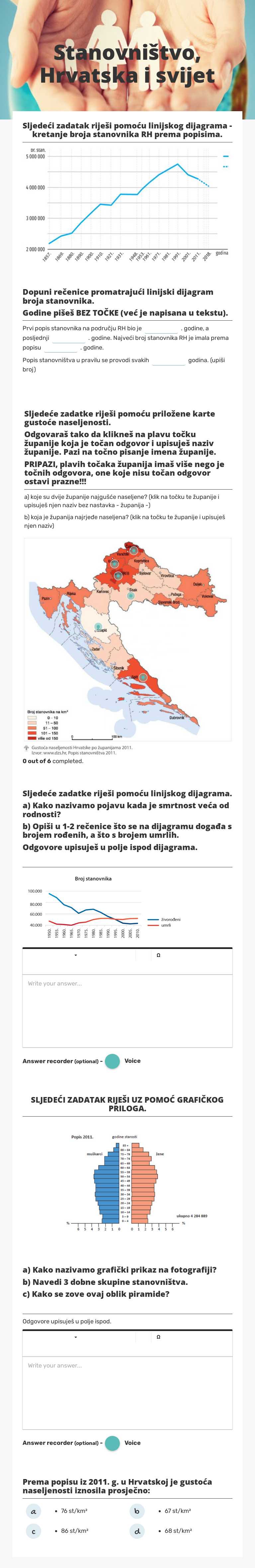 Stanovništvo, Hrvatska i svijet Grade 8 worksheet preview