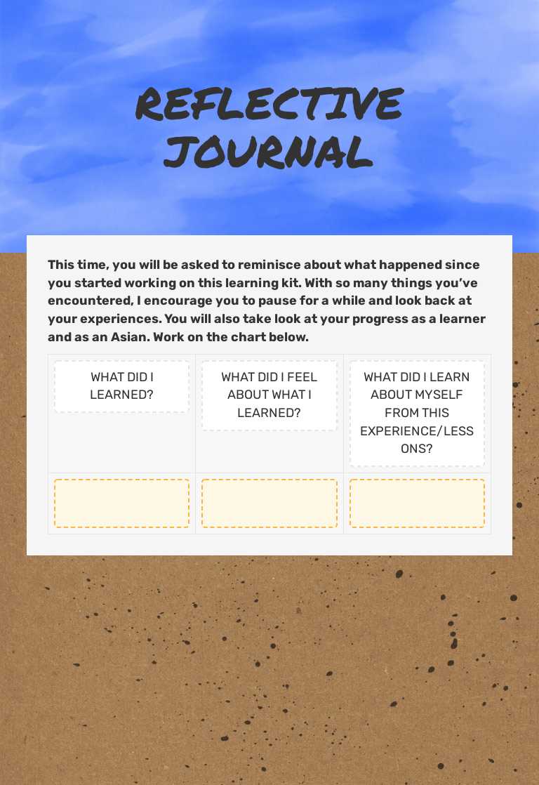 REFLECTIVE JOURNAL worksheet preview image
