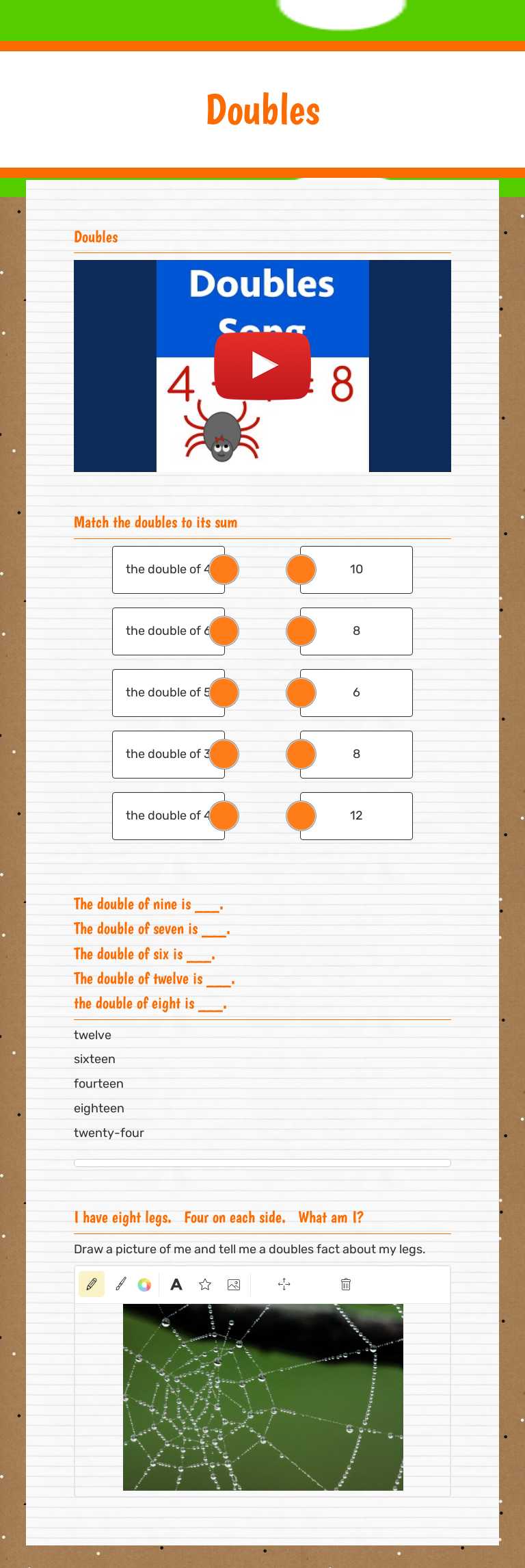 Doubles worksheet preview image