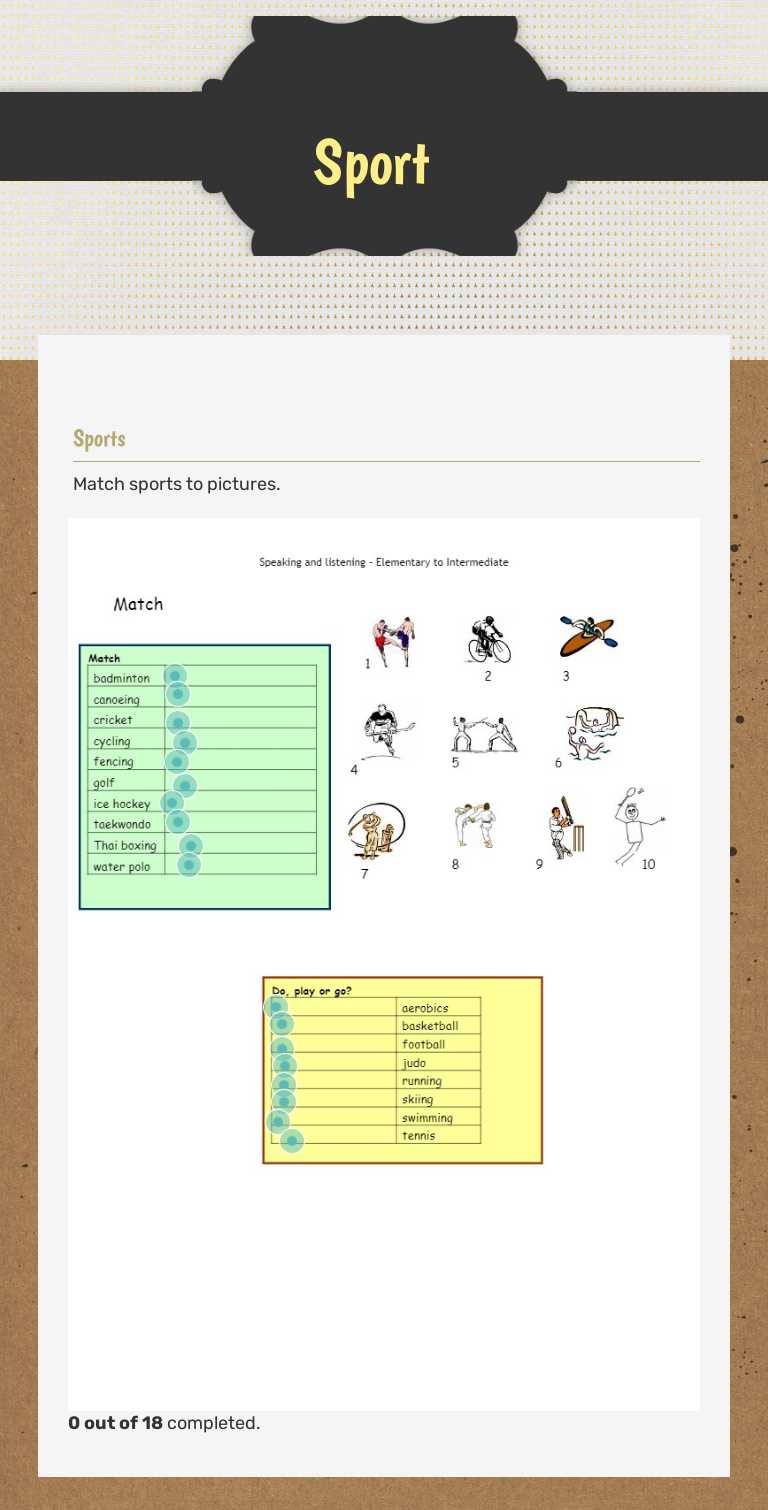 Sport worksheet preview image