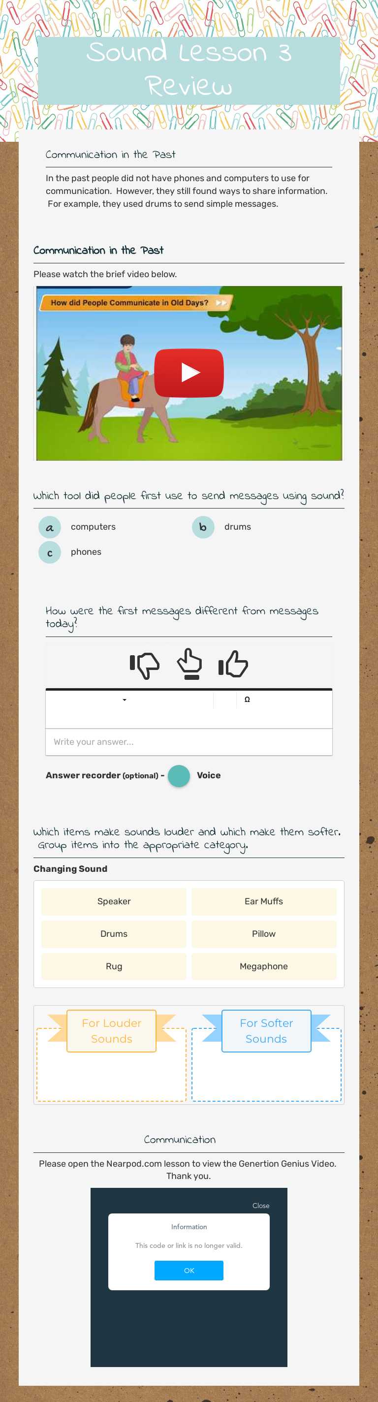 Sound Lesson 3 Review worksheet preview image