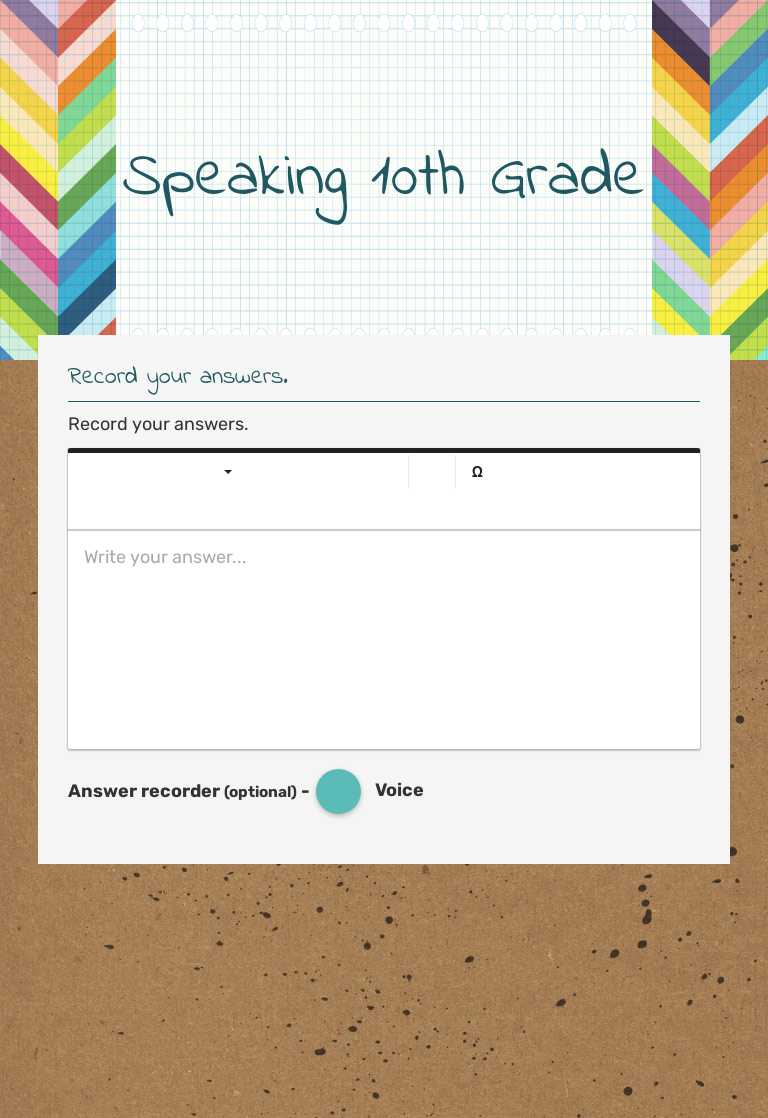 Speaking 10th Grade worksheet preview image