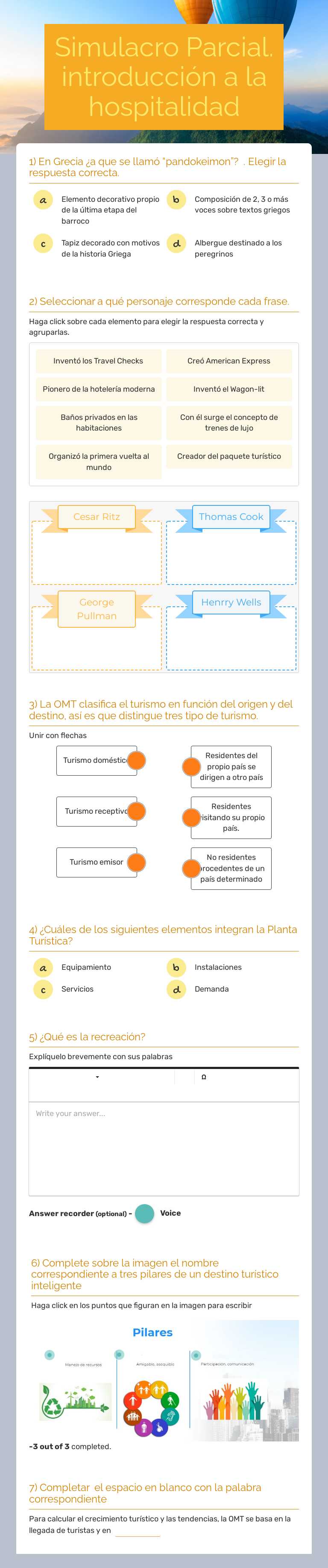 Simulacro Parcial. introducción a la hospitalidad worksheet preview image