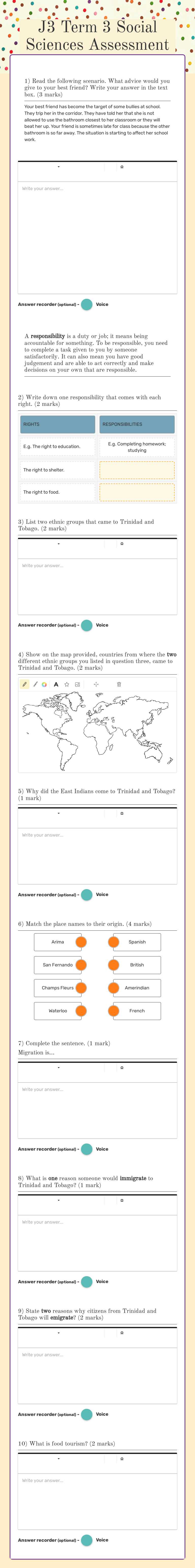 J3 Term 3 Social Sciences Assessment worksheet preview image