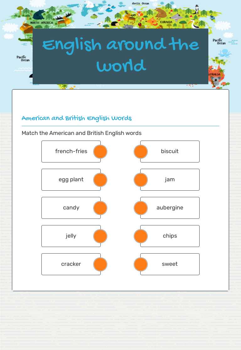 English around 
the world worksheet preview image