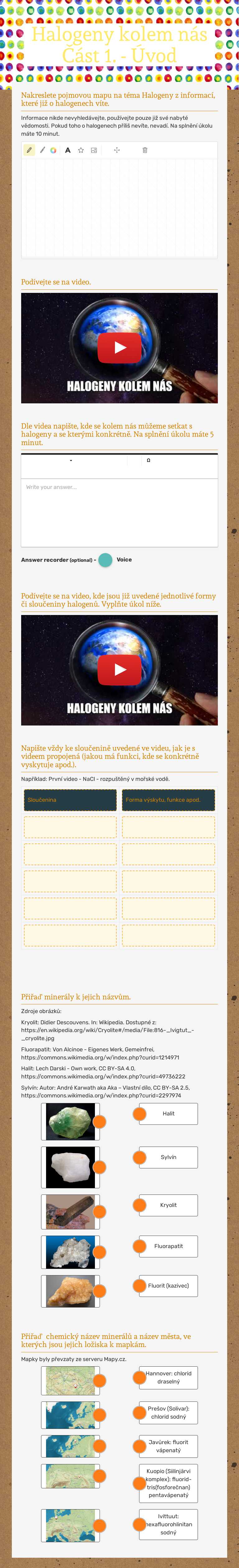 Halogeny kolem nás Část 1. - Úvod Grade 11 worksheet preview