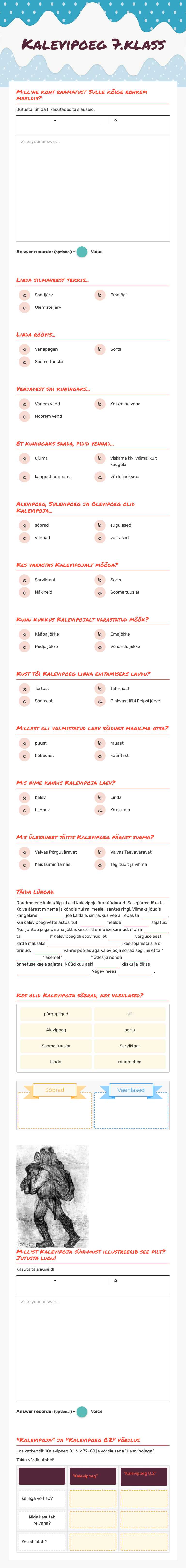 Kalevipoeg 7.klass worksheet preview image