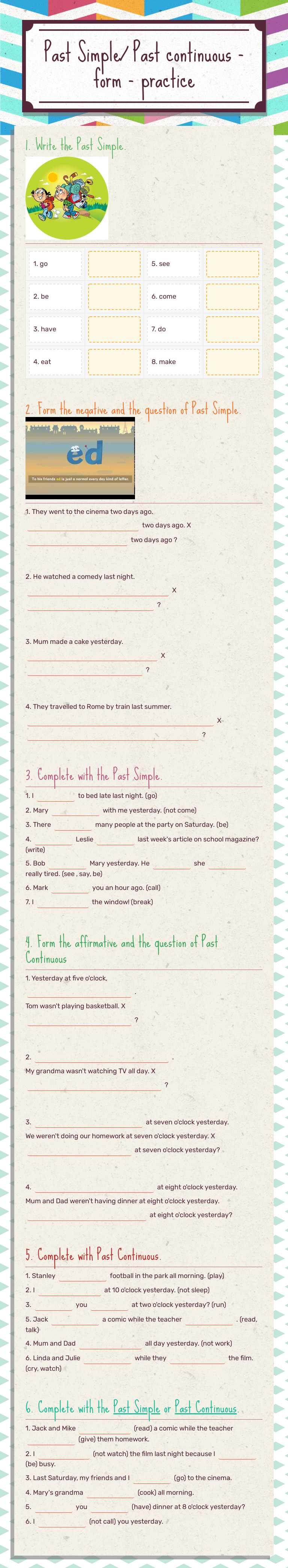 Past Simple/ Past continuous -form - practice worksheet preview image