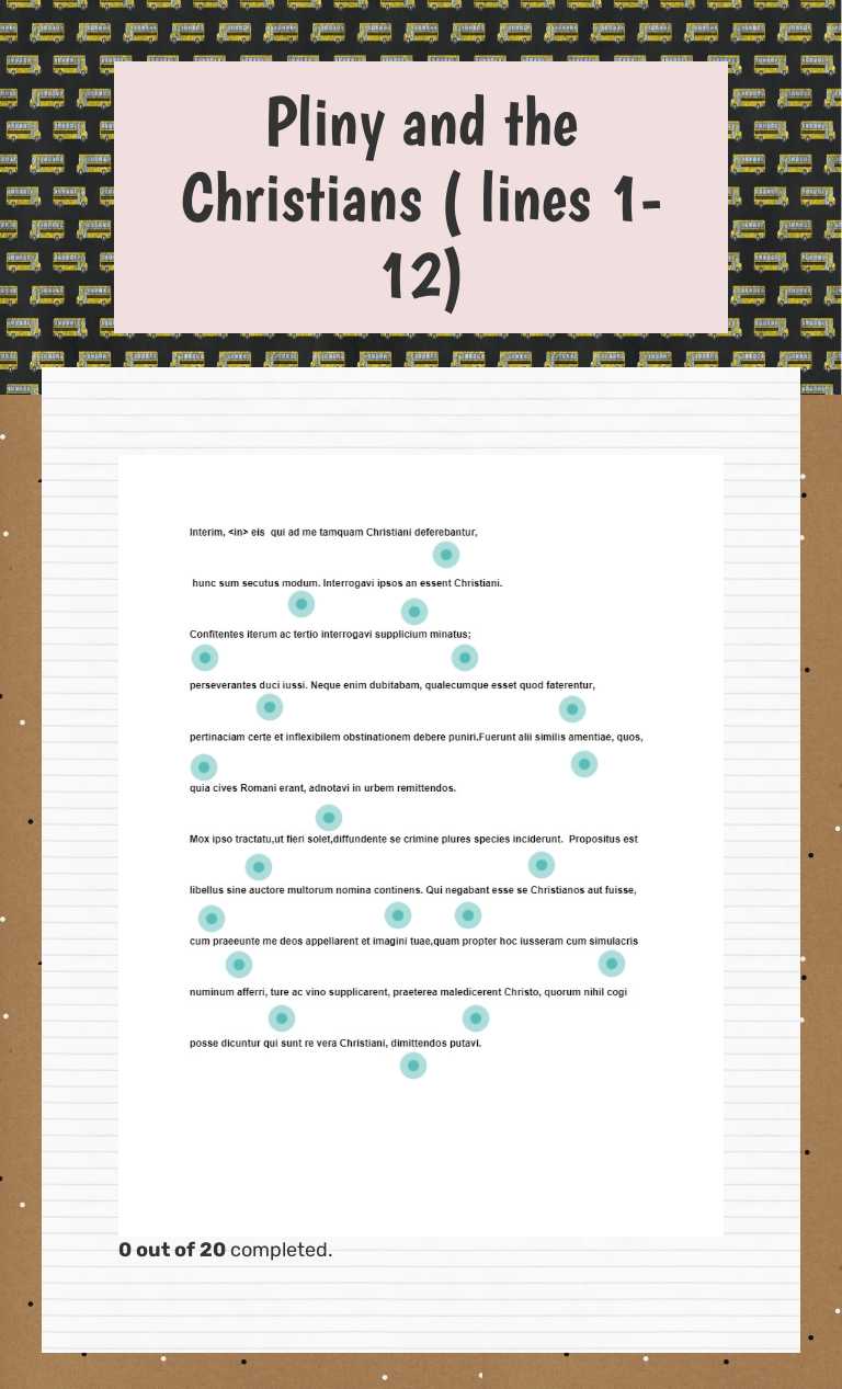 Pliny and the Christians ( lines 1-12) Grade 10 worksheet preview