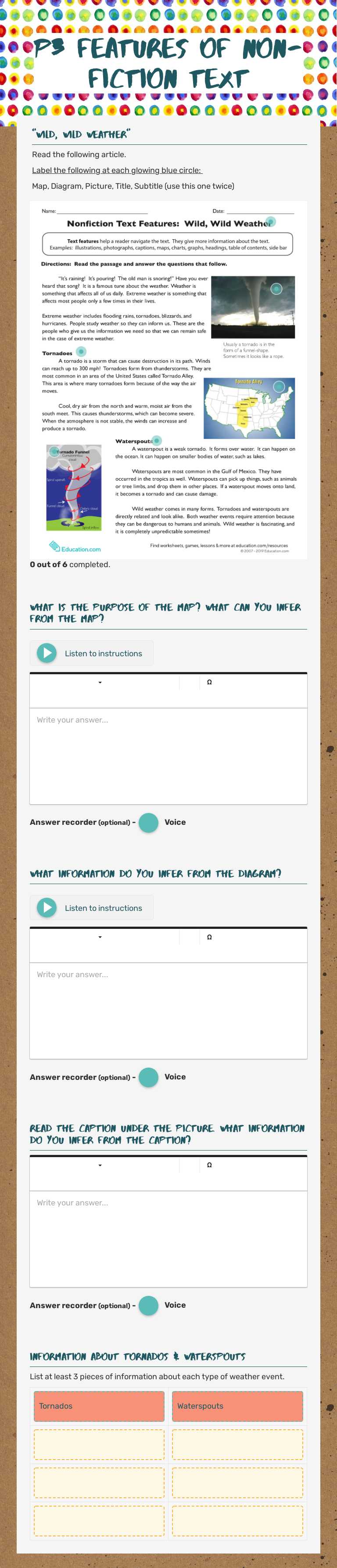 P3 Features of Non-Fiction Text worksheet preview image