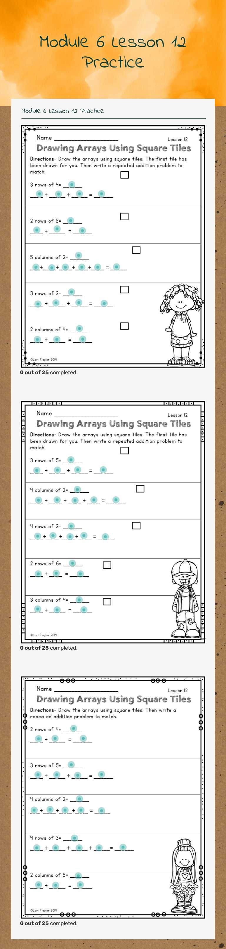 Module 6 Lesson 12 Practice worksheet preview image