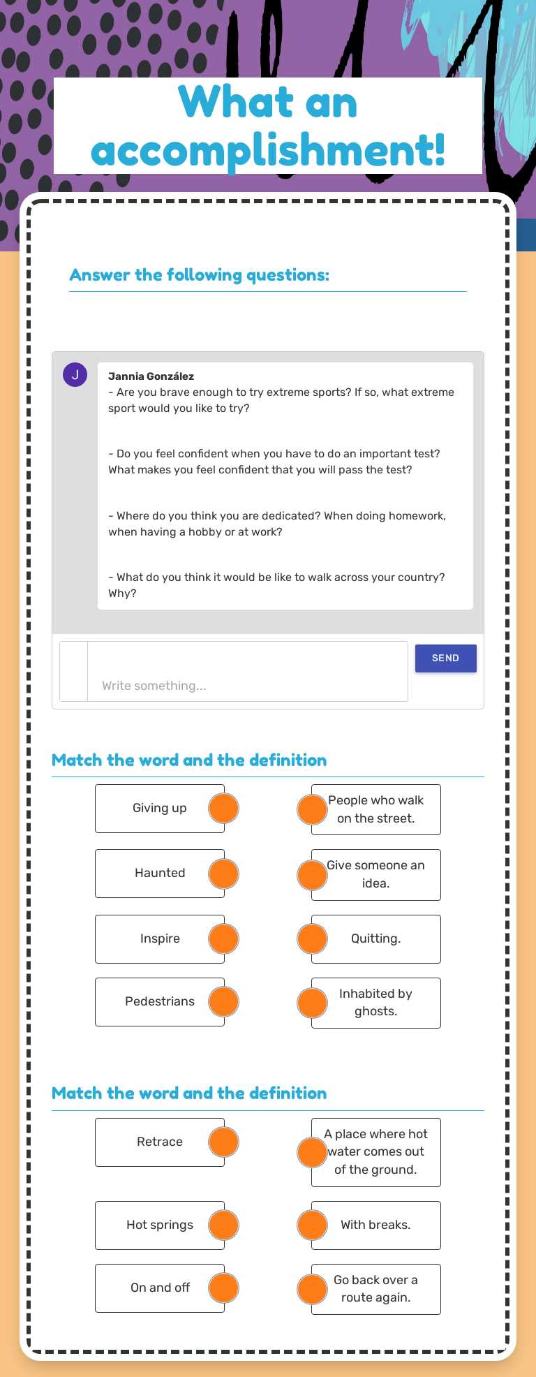 What an accomplishment! worksheet preview image