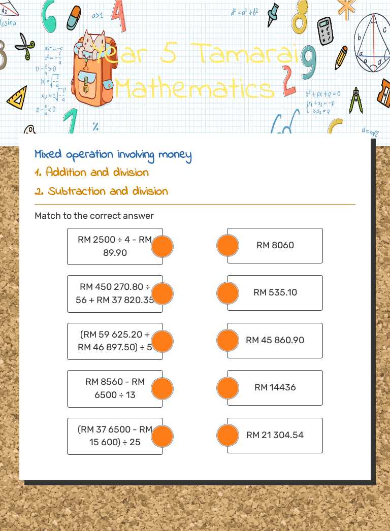 Year 5 Tamarai Mathematics worksheet preview image