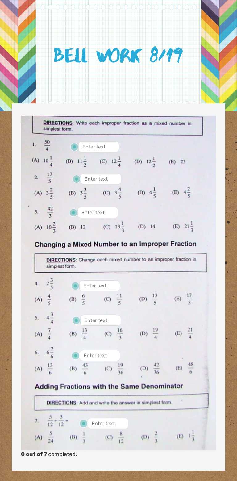bell work 8/19 worksheet preview image