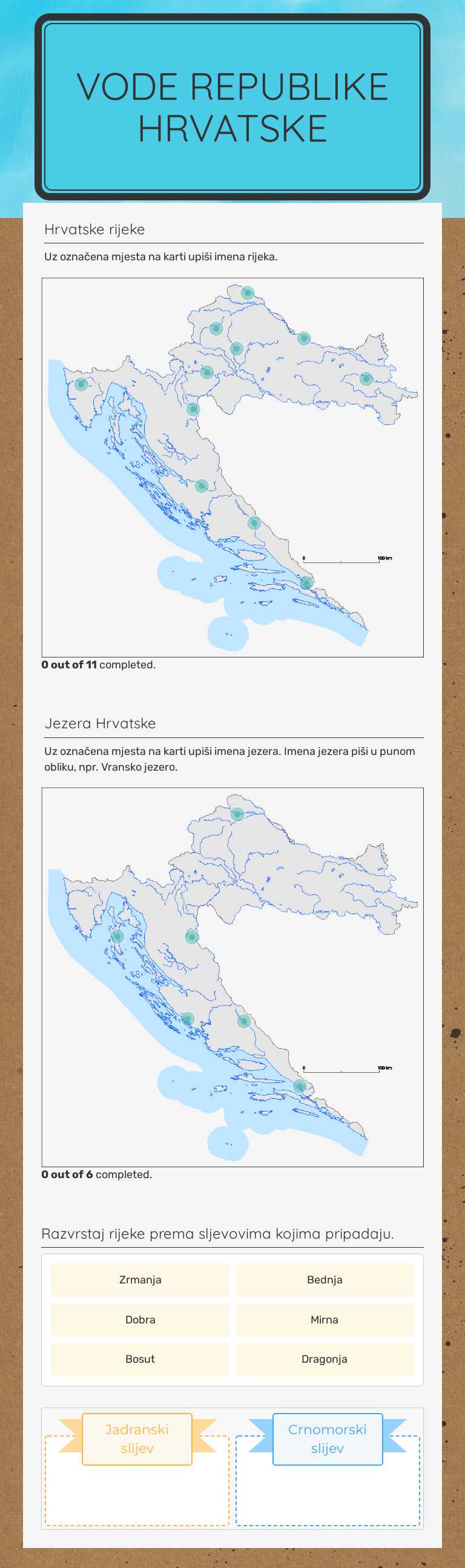 Vode Republike Hrvatske worksheet preview image