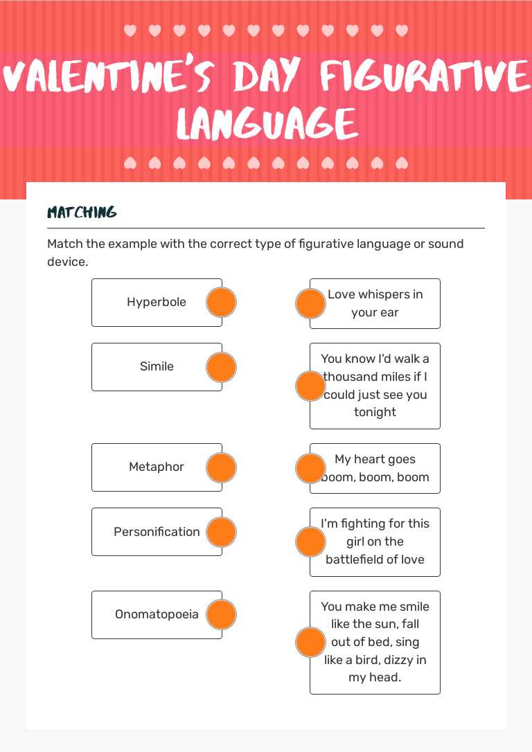 Valentine's Day Figurative language Grade 8 worksheet preview