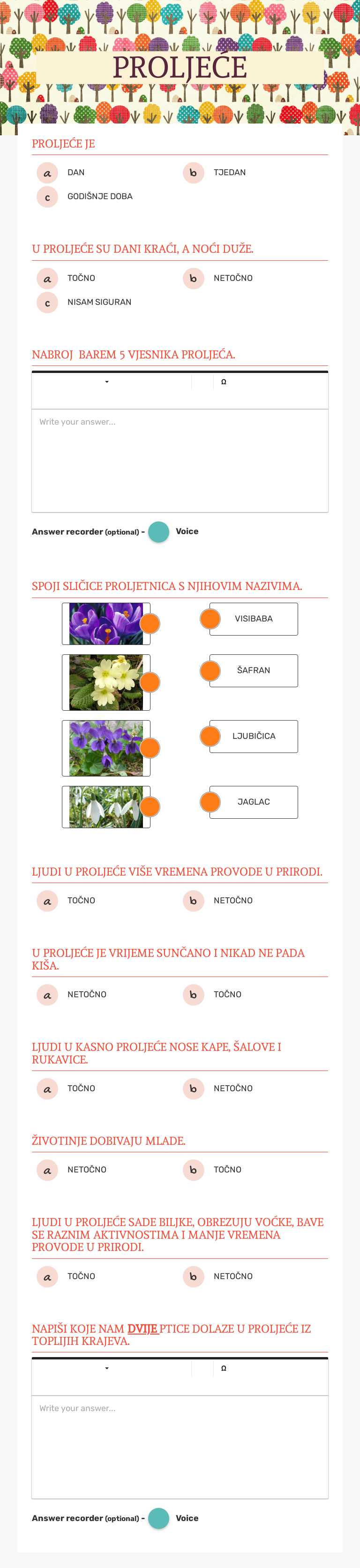 PROLJEĆE Grade 1 worksheet preview