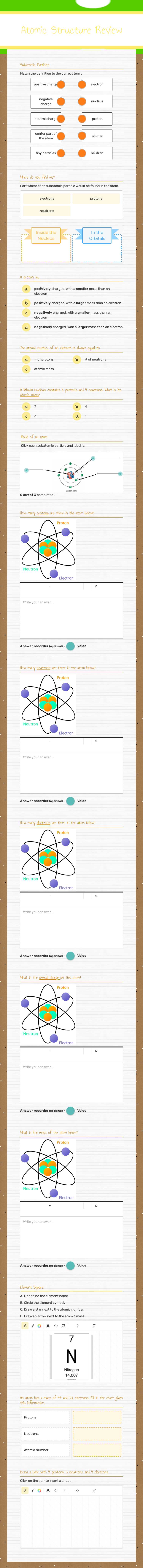 Atomic Structure Review worksheet preview image