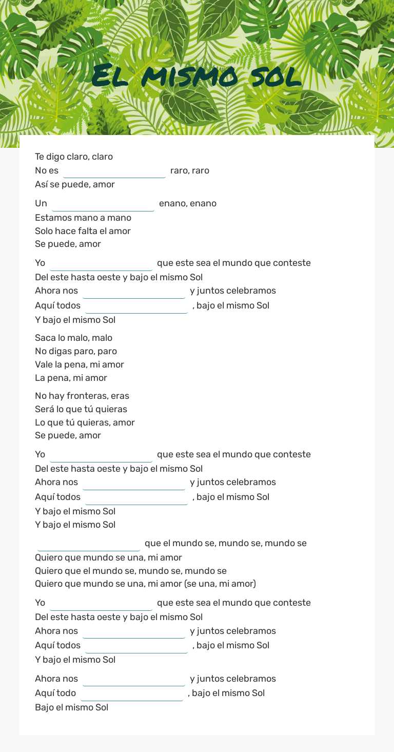 El mismo sol Grade 11 worksheet preview