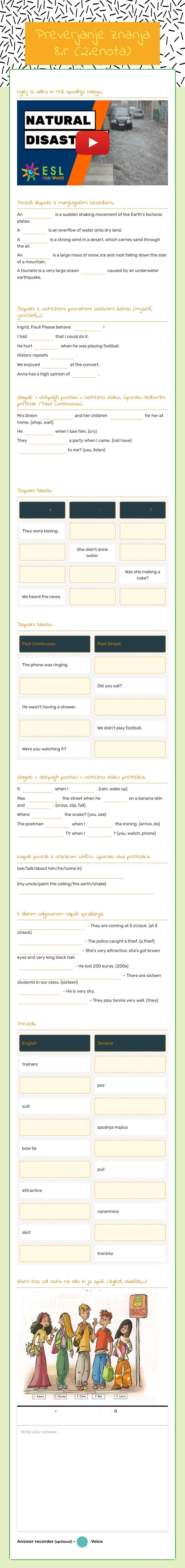 Preverjanje znanja 8.r (2.enota) worksheet preview image