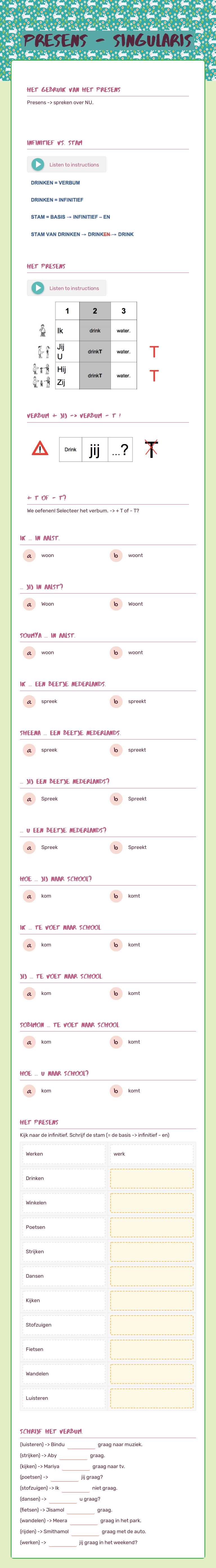 Presens - singularis Other worksheet preview