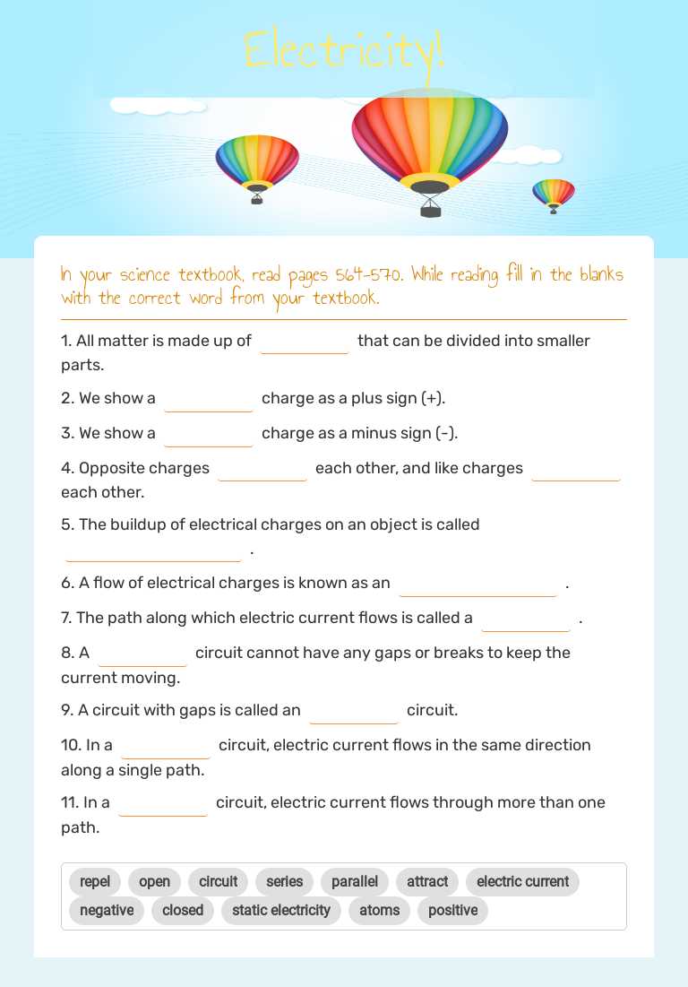 Electricity! Grade 4 worksheet preview