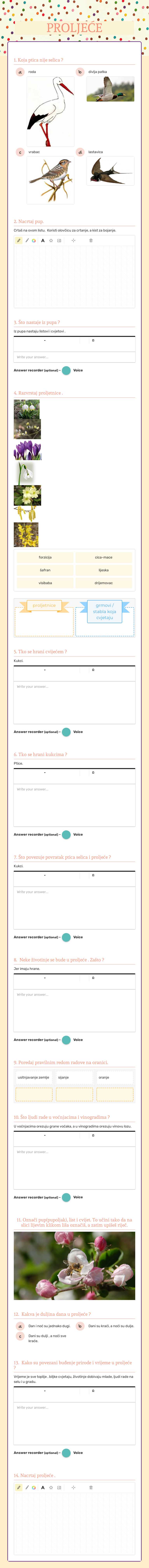 PROLJEĆE worksheet preview image
