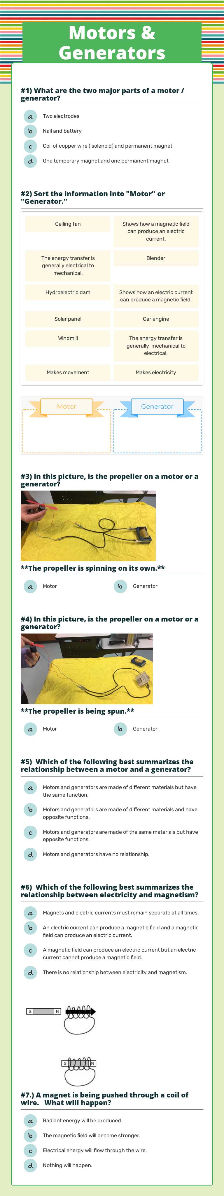 Motors & Generators worksheet preview image