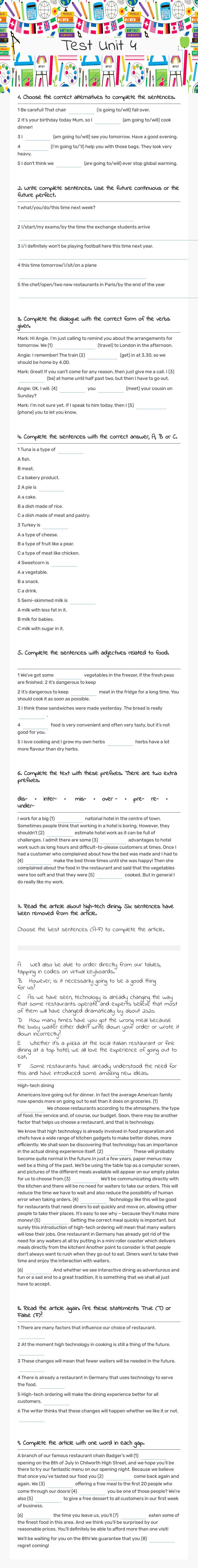 Test Unit 4 worksheet preview