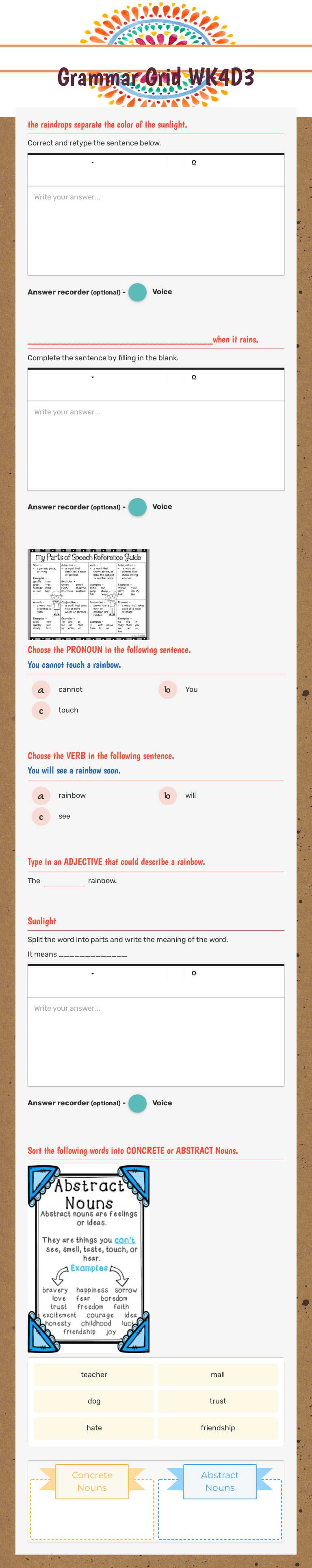 Grammar Grid WK4D3 worksheet preview image